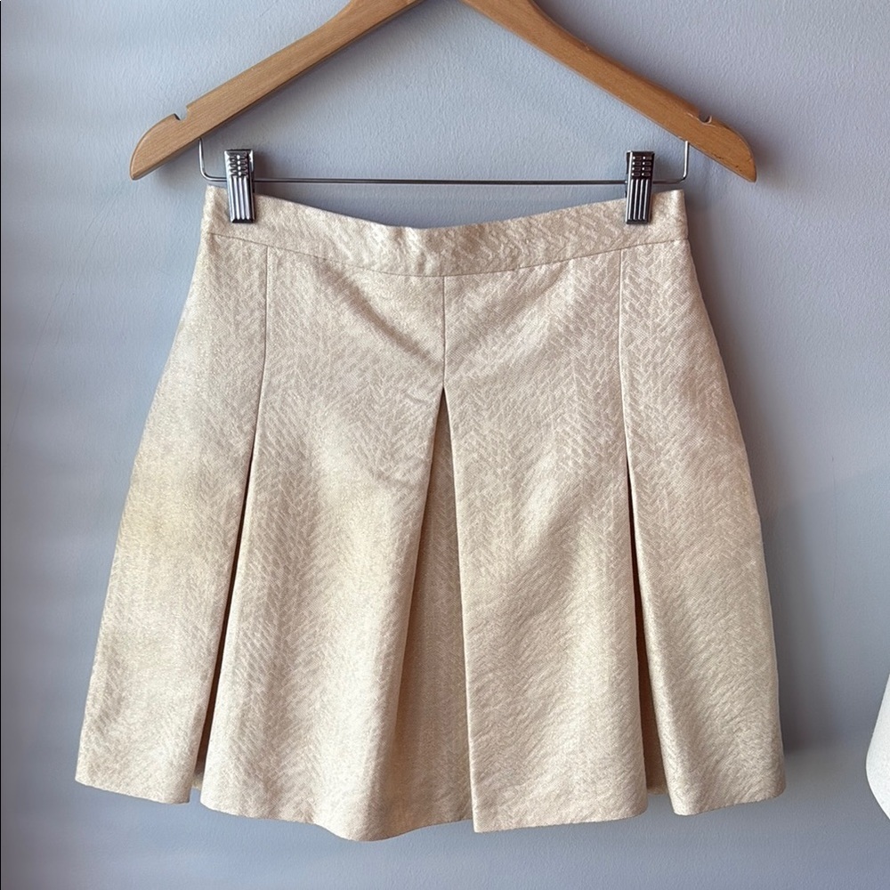 Shoshanna Cream A-Line Pleated Skirt